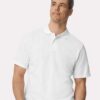 Softstyle Pique Polo — White on-model front