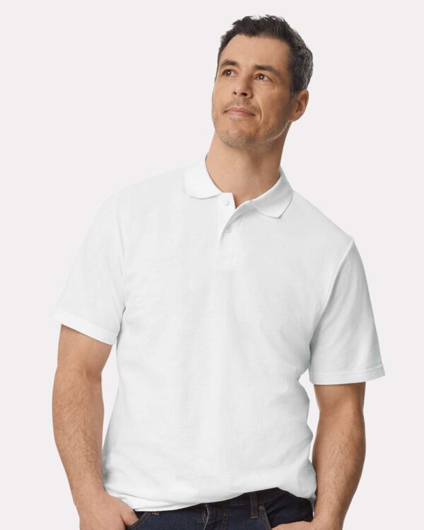 Softstyle Pique Polo — White on-model front