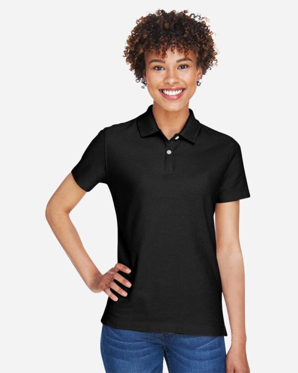 Women's Performance Polo — Black on-model front