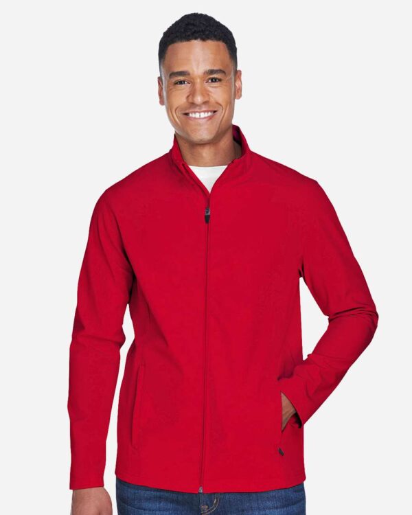 on-model-121633_omf_jpg Leader Soft Shell Jacket — Sport Red on-model front